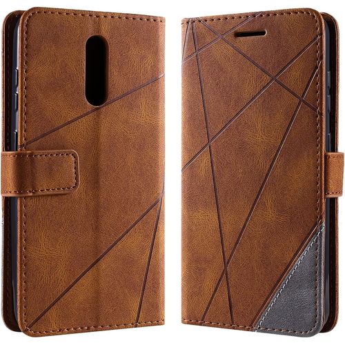 Coque Pour Nokia 3.2, Rabat Portefeuille De Protection Cuir Pu Etui, Slim Silicone Tpu Bumper Magnetique Housse, Flip Porte Cartes Avec Fonction Support Cover Antichoc Case (Brun)