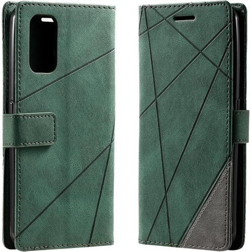 Coque Pour Samsung Galaxy A53?5g, Rabat Portefeuille De Protection Cuir Pu Etui, Silicone Tpu Bumper Magnetique Housse, Flip Porte Cartes Avec Fonction Support Cover Case (Vert)