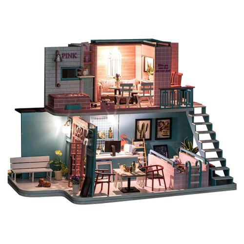 Kit de miniature de maison de poupée en bois bricolage avec meubles, 