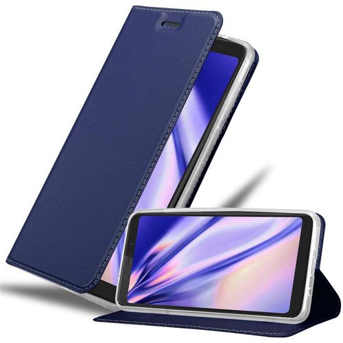 Cadorabo Housse Compatible Avec Wiko View Xl En Classy Bleu Foncé - Étui De Protection Avec Fermeture Magnétique, Fonction De Support Et Compartiment Pour Carte