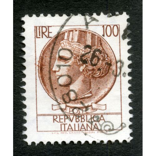Timbre Oblitéré Poste Repubblica Italiana, Lire 100