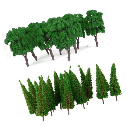 60pcs 1/100 Mini Arbres Vert Décor Pour Parc Train Railway Architecture Rue