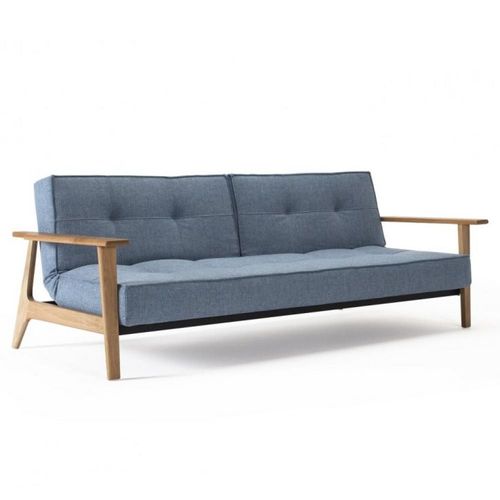 Innovation Living Canapé Splitback Frej Convertible Lit 115*200 Cm Piétement Chêne Tissu Mixed Dance Blue