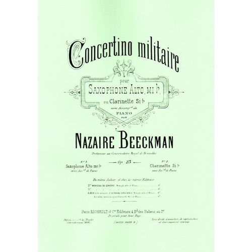 Concertino Militaire De Nazaire Beeckman Pour Deux Saxophones
