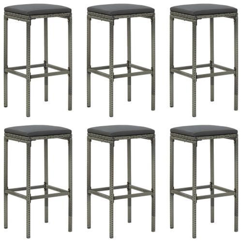 Vidaxl Tabourets De Bar Avec Coussins Lot De 6 Gris Résine Tressée