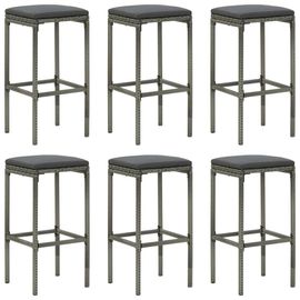 Vidaxl Tabourets De Bar Avec Coussins Lot De 6 Gris Résine Tressée