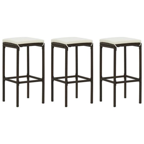 Vidaxl Tabourets De Bar Avec Coussins Lot De 3 Marron Résine Tressée