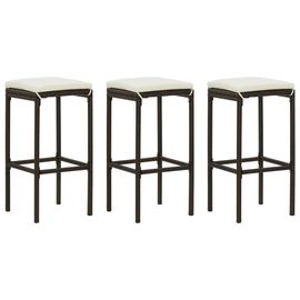 Vidaxl Tabourets De Bar Avec Coussins Lot De 3 Marron Résine Tressée