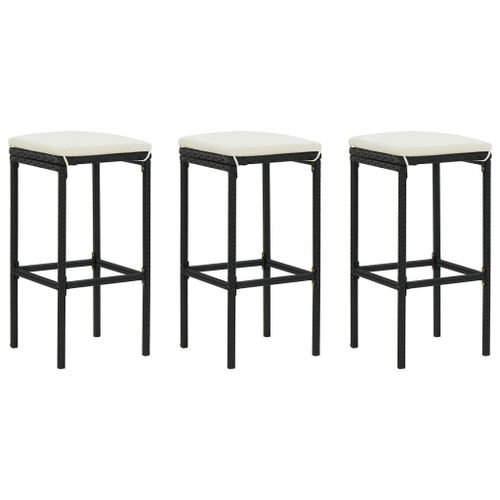 Vidaxl Tabourets De Bar Avec Coussins 3 Pcs Noir Résine Tressée