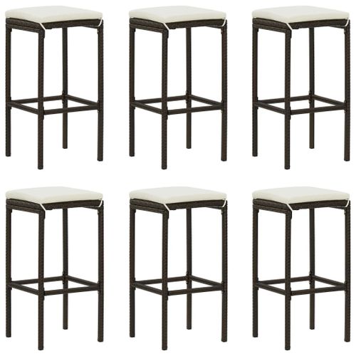Vidaxl Tabourets De Bar Avec Coussins Lot De 6 Marron Résine Tressée