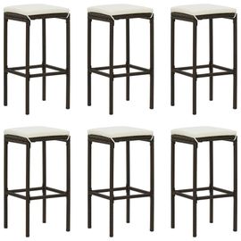 Vidaxl Tabourets De Bar Avec Coussins Lot De 6 Marron Résine Tressée