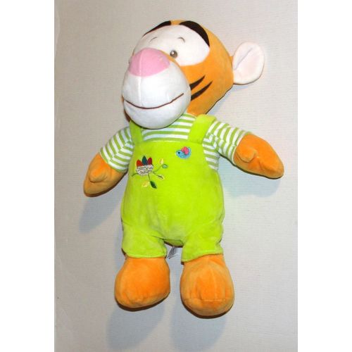Peluche Tigou Pyjama Vert Decors Oiseau Doudou Tigre Disney 38 Cm