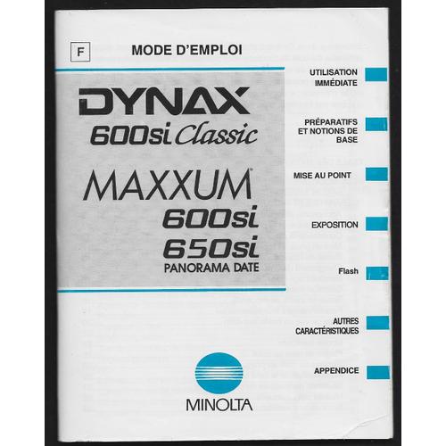 Notice Mode D'emploi Minolta Dynax 600si Classic