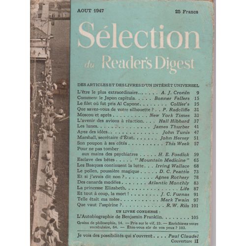 Sélection Du Reader's Digest Aout 1947