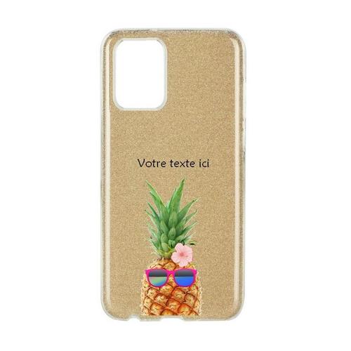 Coque Iphone 12 Pro Max Paillettes Dore Ananas Lunettes Personnalisee