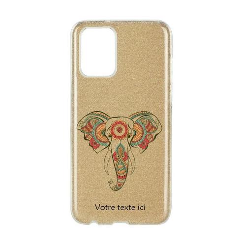 Coque Iphone 12 Pro Max Paillettes Dore Elephant Henne Personnalisee