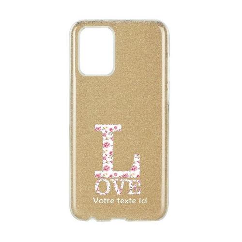 Coque Iphone 12 Pro Max Paillettes Dore Love Fleur Liberty