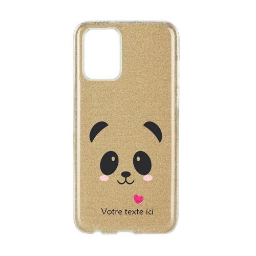 Coque Iphone 12 Pro Max Paillettes Dore Panda Coeur Personnalisee