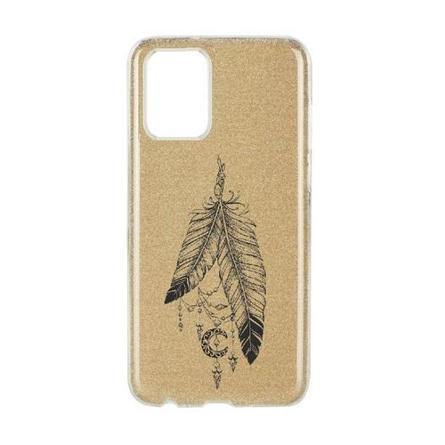 Coque Iphone 12 Pro Max Paillettes Dore Plumes