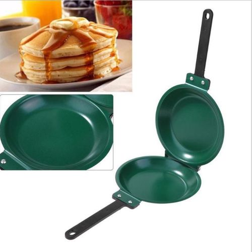 Poêle À Frire Double Face Antiadhésive Verte Avec Revêtement Céramique, Crêpière, Ustensile De Cuisine Domestique