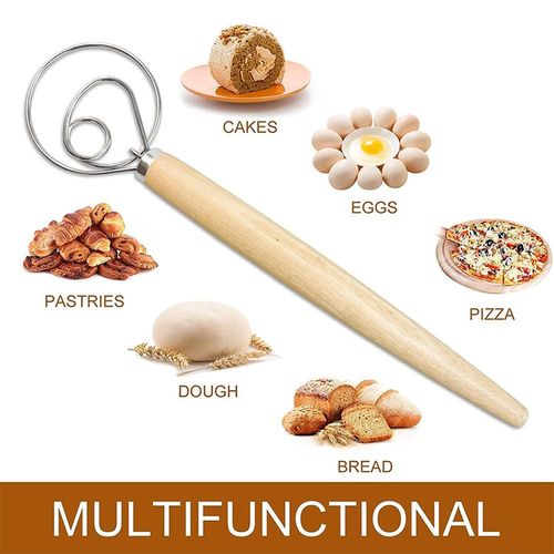 Fouet À Pâte En Bois Danois, En Acier Inoxydable, Ustensile De Cuisine, Batteur À ?ufs