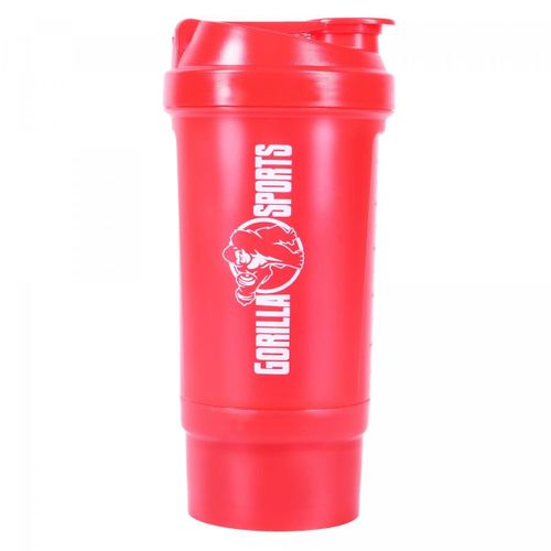 Gorilla Sports - Shaker De 500 Ml Avec Compartiment À Poudre - Noir Ou Rouge - Couleur : Rouge