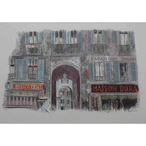 Lithographie Originale De Emilio Grau-Sala - Façade De Commerce