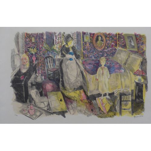 Lithographie Originale D'emilio Grau-Sala - La Chambre