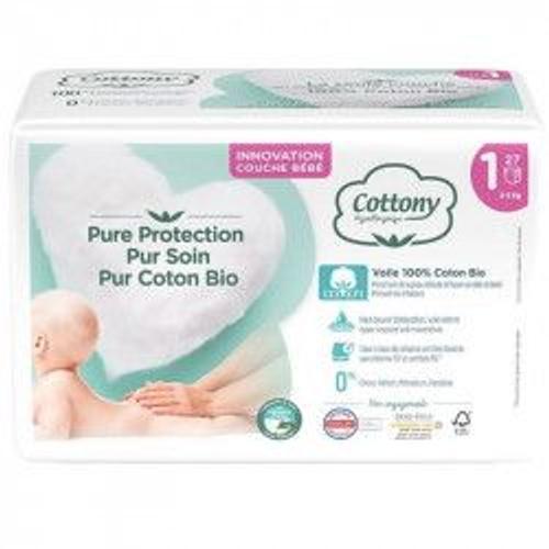 Cottony Couches 100% Coton Biologique Taille 1 - 2/5kg 27 Couches