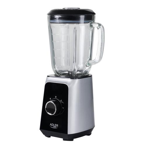 Blender Mixeur, Récipient en Verre de 1,5 Litre, 2 Vitesses+Fonction d'impulsion, 1000W, Argent, Adler, AD4076