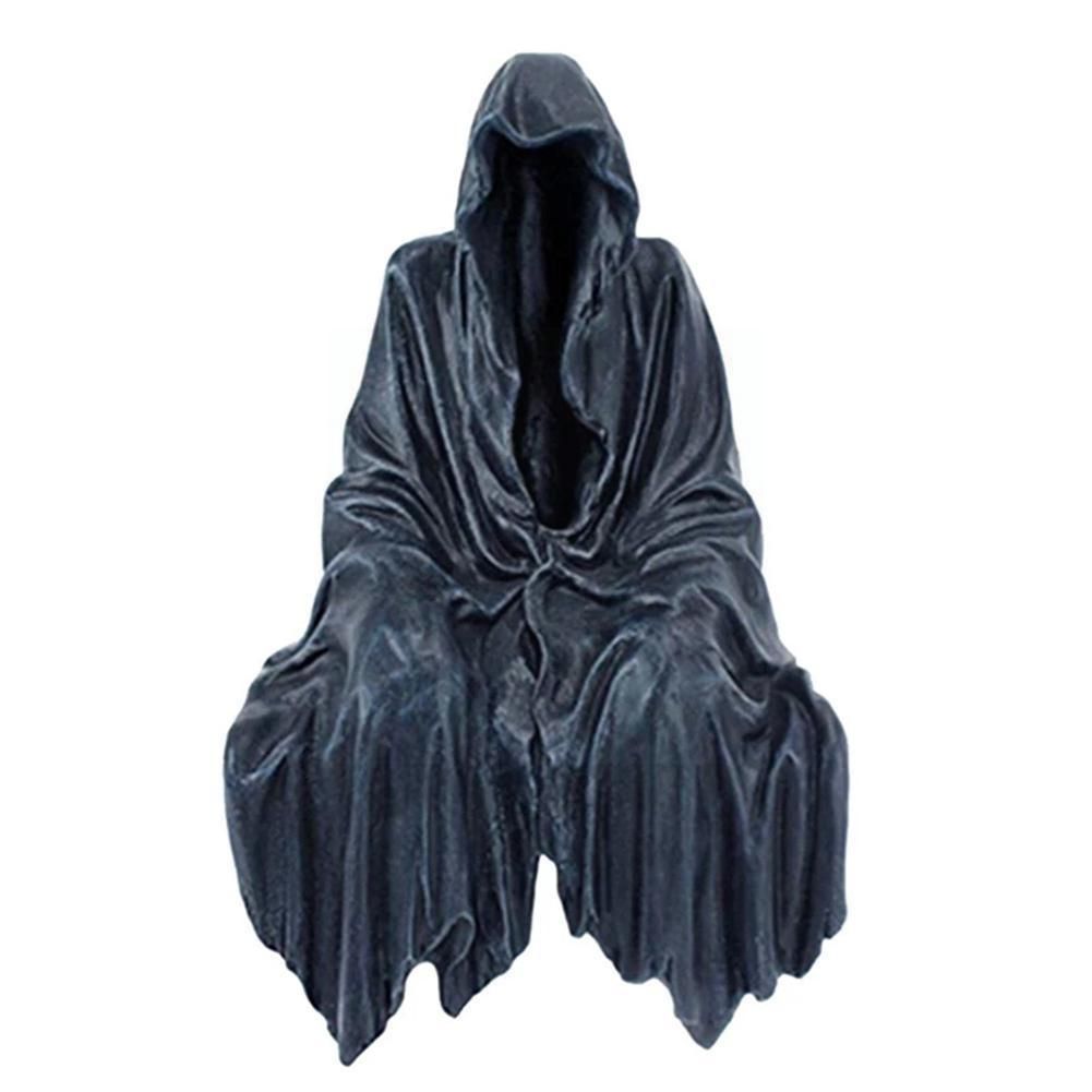 Statue de la Faucheuse Assis en Rsine Noire, Sculpture Goth... - 3