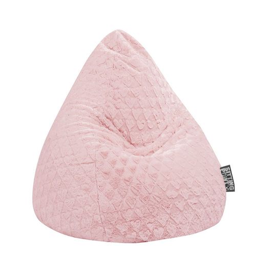 Pouf Fluffy Hearts L Rose Clair