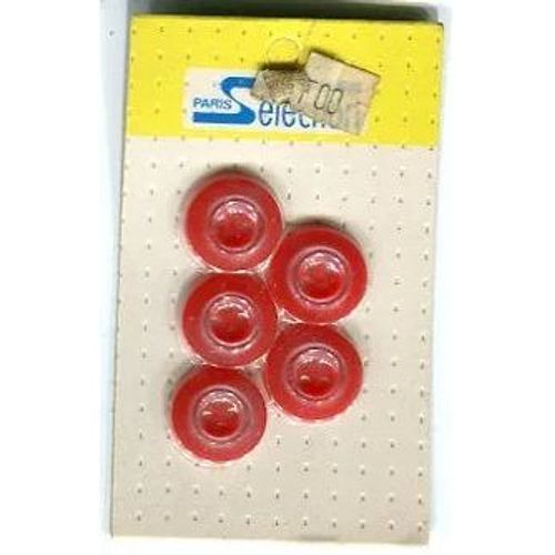 Lot De 5 Boutons - " Paris Sélection " - Sur Plaquette - 15 Mm - Rose