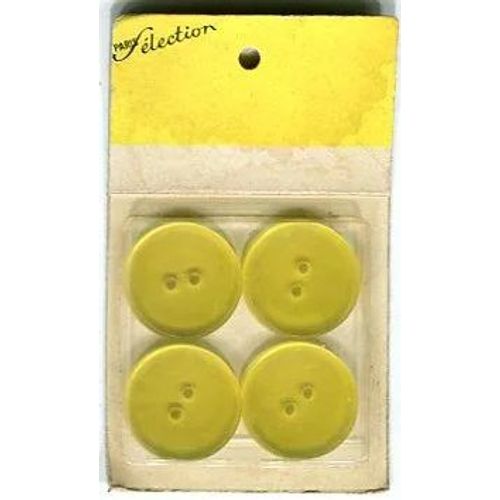 Lot De 4 Boutons - " Paris Sélection " - Sur Plaquette - 23 Mm - Jaune