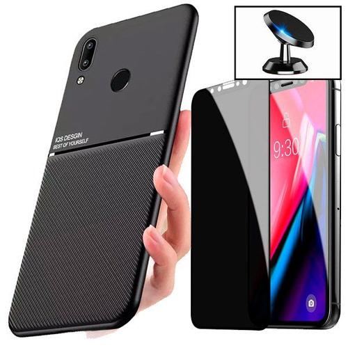 Kit Coque Magnétique Lux + Anti-Spy 5d Full + Support Magnétique Pour Huawei P Smart 2019