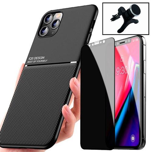 Kit Coque Magnétique Lux + Anti-Spy 5d Full + Support Magnétique Renforcé Pour Iphone 12 Pro