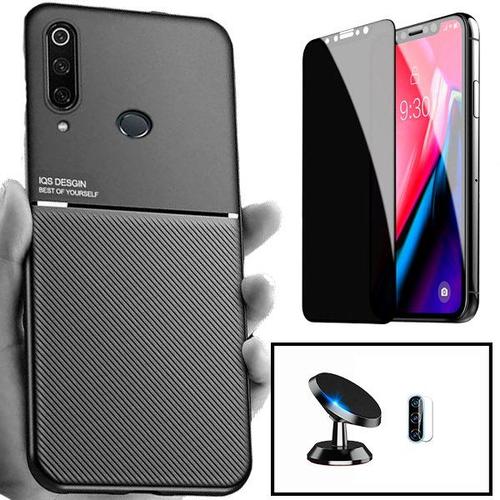 Kit Coque Magnétique Lux + Anti-Spy 5d Full + Film Caméra Arrière + Support Magnétique Pour Huawei P30 Lite