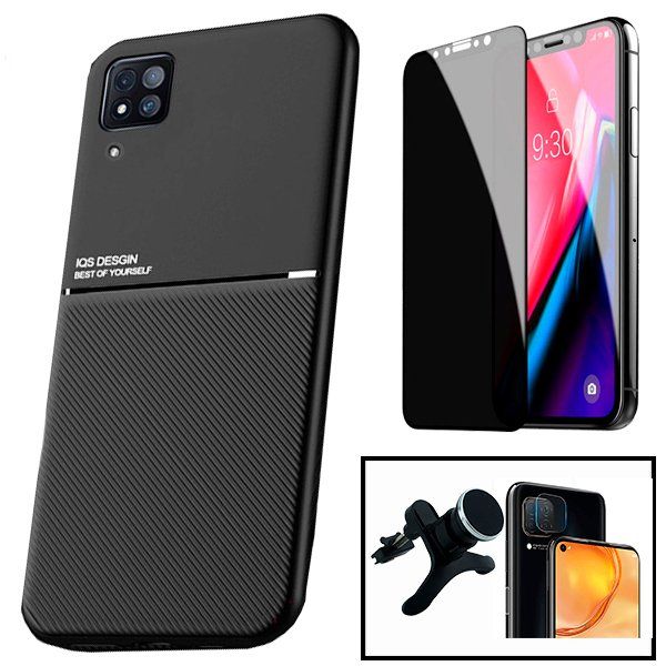 Kit Coque Magnétique Lux + Anti-Spy 5d Full + Film Caméra Arrière + Support Magnétique Renforcé Pour Huawei P40 Lite