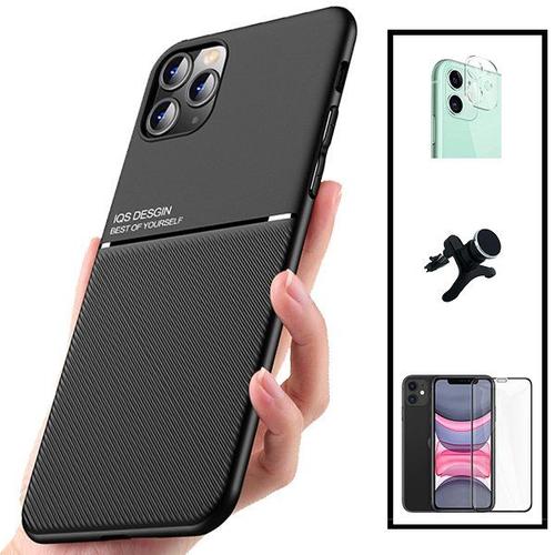 Kit Coque Magnétique Lux + Film De Verre Trempé 5d À Couverture Complète + Support Magnétique Renforcé Pour Iphone 12 Pro