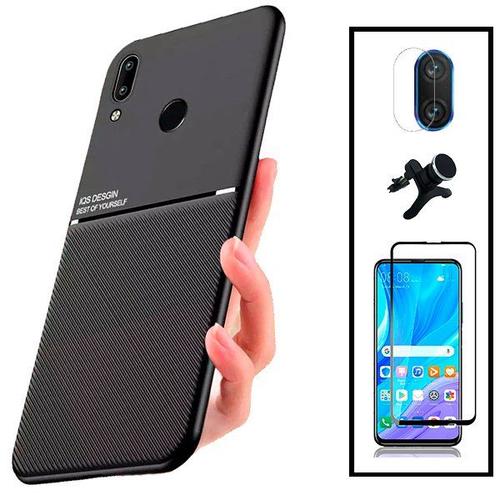 Kit Coque Magnétique Lux + Film De Verre Trempé 5d À Couverture Complète + Support Magnétique Renforcé Pour Huawei P Smart 2019