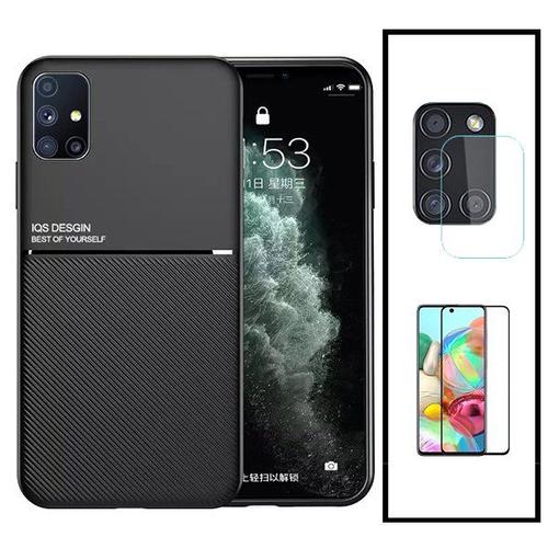 Kit Coque Magnétique Lux + Film De Verre Trempé 5d À Couverture Complète + Film Caméra Arrière Pour Samsung Galaxy A71