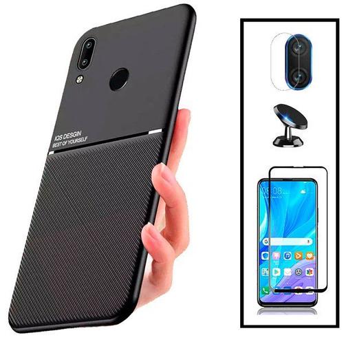 Kit Coque Magnétique Lux + Film De Verre Trempé 5d À Couverture Complète + Film Caméra Arrière + Support Magnétique Pour Huawei P Smart Plus 2019