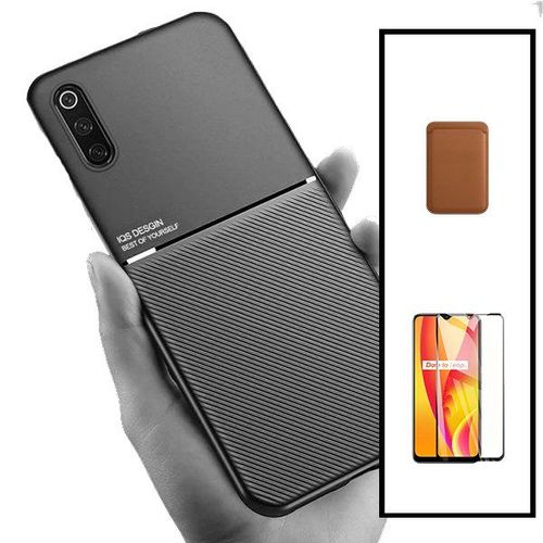 Kit Coque Magnétique Lux + Portefeuille Magnétique Marron + 5d Full Cover Pour Samsung Galaxy A50
