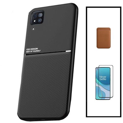 Kit Coque Magnétique Lux + Portefeuille Magnétique Marron + 5d Full Cover Pour Huawei P40 Lite