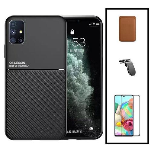 Kit Coque Magnétique Lux + Portefeuille Magnétique Marron + 5d Full Cover + Support Magnétique L Pour Samsung Galaxy A21s