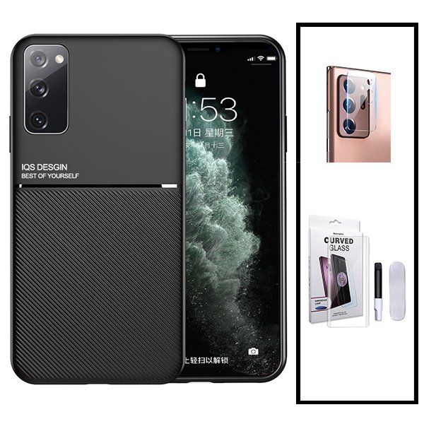 Kit Coque Magnétique Lux + Verre Trempé Nano Incurvé Uv + Film Caméra Arrière Pour Samsung Galaxy S20 Ultra