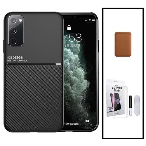 Kit Coque Magnétique Lux + Portefeuille Magnétique Marron + Verre Trempé Nano Incurvé Uv Pour Huawei P40 Pro