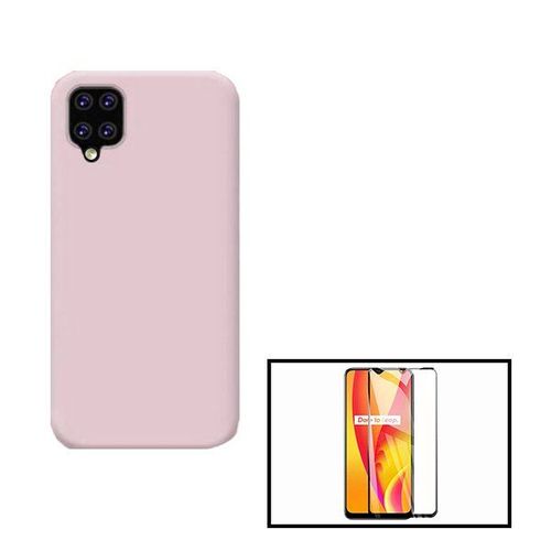 Kit Verre Trempé 5d Full + Coque Silicone Liquide Pour Samsung Galaxy A42 5g - Rose