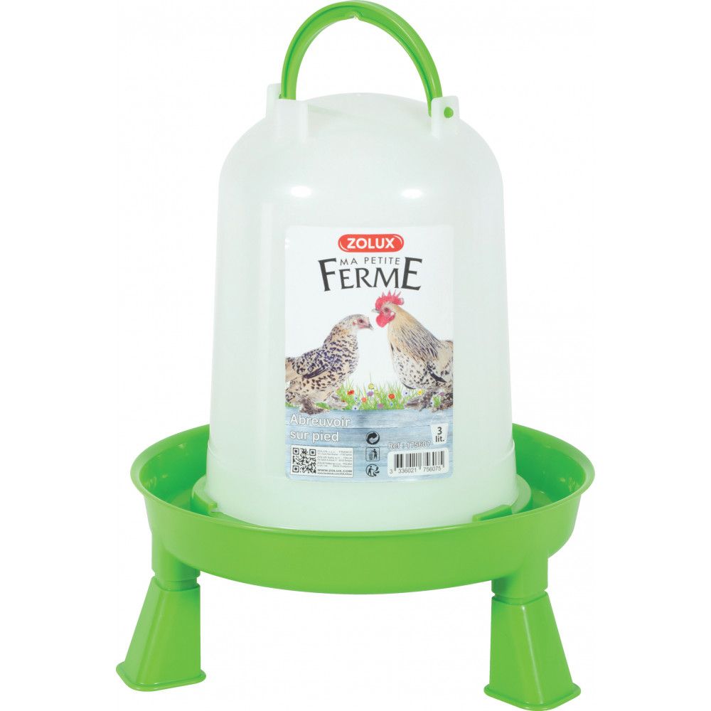 Zolux-Abreuvoir En Plastique Avec Pieds. Capacité 3 Litres. Basse Cour.-Zo-175607