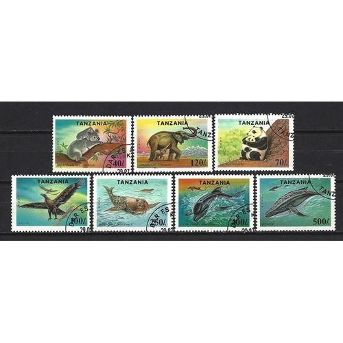 Animaux Faune Sauvage Tanzanie Série Compléte (130) De 7 Timbres Oblitérés